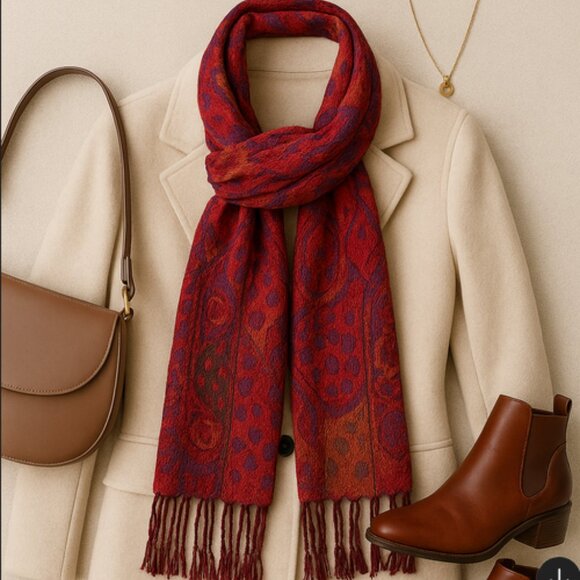 Vibrant Boho Art-to-Wear Shawl / Scarf — 100% Rayon — Made in India - Picture 12 of 12